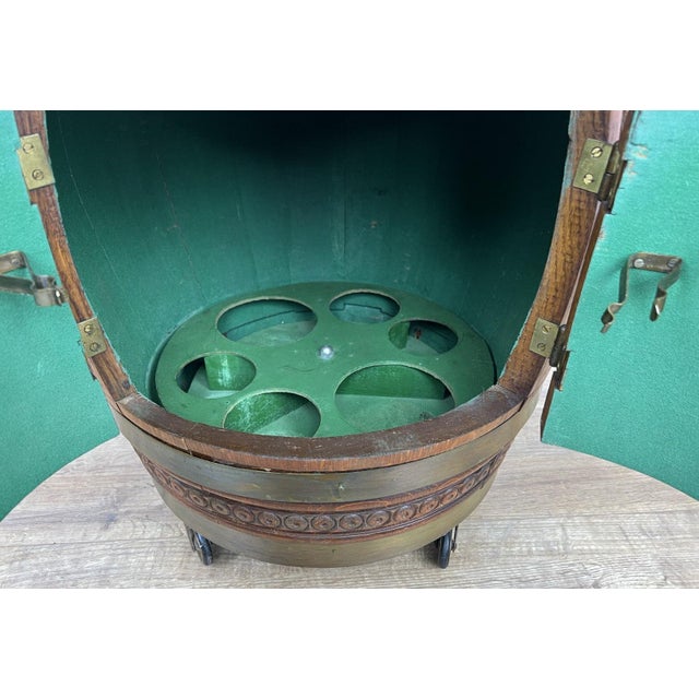 Vintage French Style Barrel Drink Cabinet in Oak For Sale - Image 9 of 12