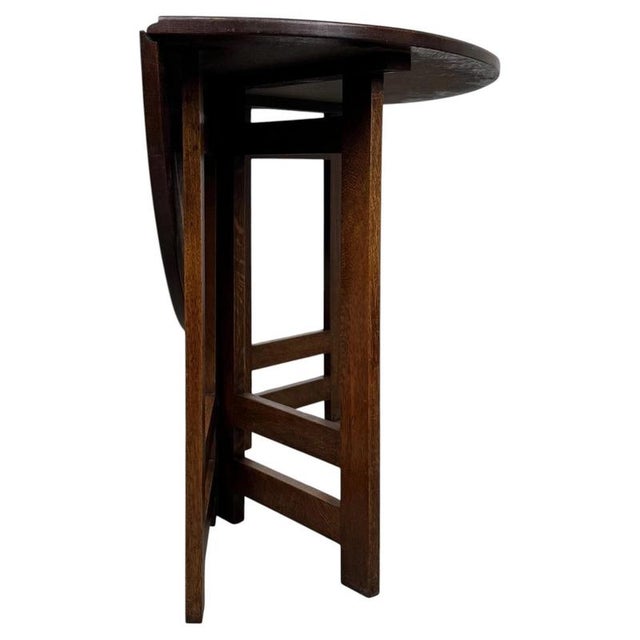 2000 - 2009 Antique Early 20th Century Arts and Crafts Oak Gateleg Side Table For Sale - Image 5 of 12