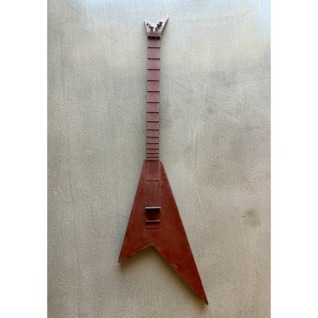 1970s Custom Oversized Metal Flying v Guitar Abstract Steel Sculpture Art For Sale - Image 9 of 18
