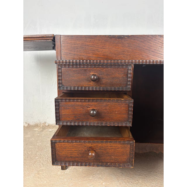 Spanish Oak Sewing Cabinet With Fabric Basket, Early 20th Century For Sale - Image 16 of 18