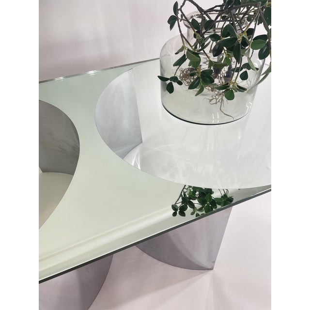 Silver Jorn Chrome-Plated Steel & Silvered Crystal Coffee Table Mod. 3102 by Giuseppe Raimondi for Cristal Art, Italy, 1970s For Sale - Image 8 of 14