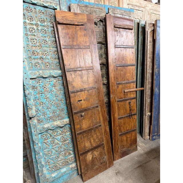 Antique Indian Teak Rustic Double Doors – A Statement Pair For Sale - Image 10 of 12