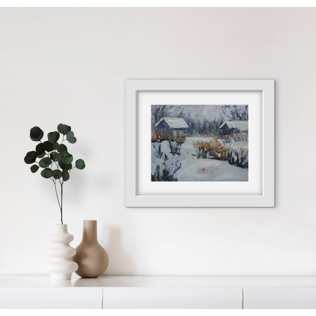 Textile Winterscapes — Winter Snowscape (Original Oil Painting) For Sale - Image 7 of 7