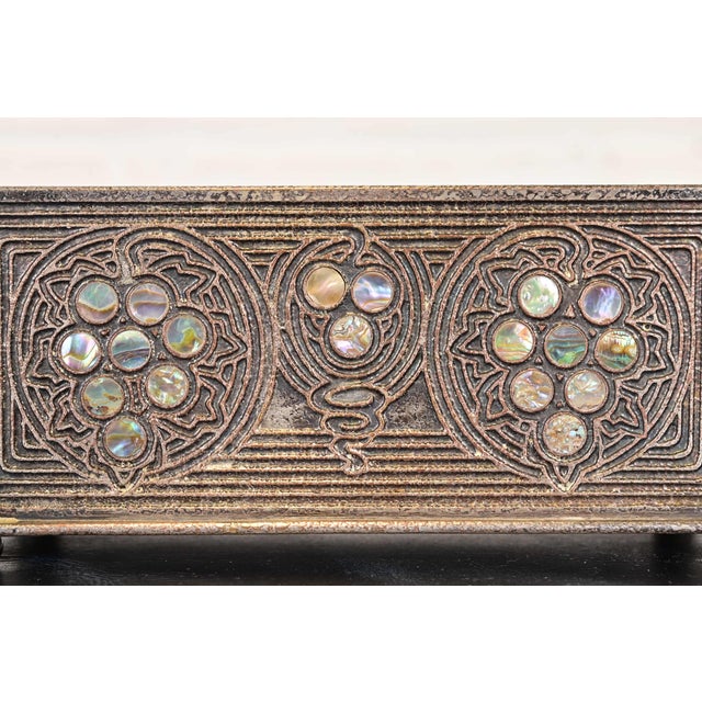 Early 20th Century Tiffany Studios New York Silvered Bronze and Abalone Letter Rack For Sale - Image 5 of 11