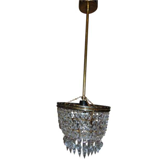 Antiqued Glass & Brass Pendant, 1970s For Sale