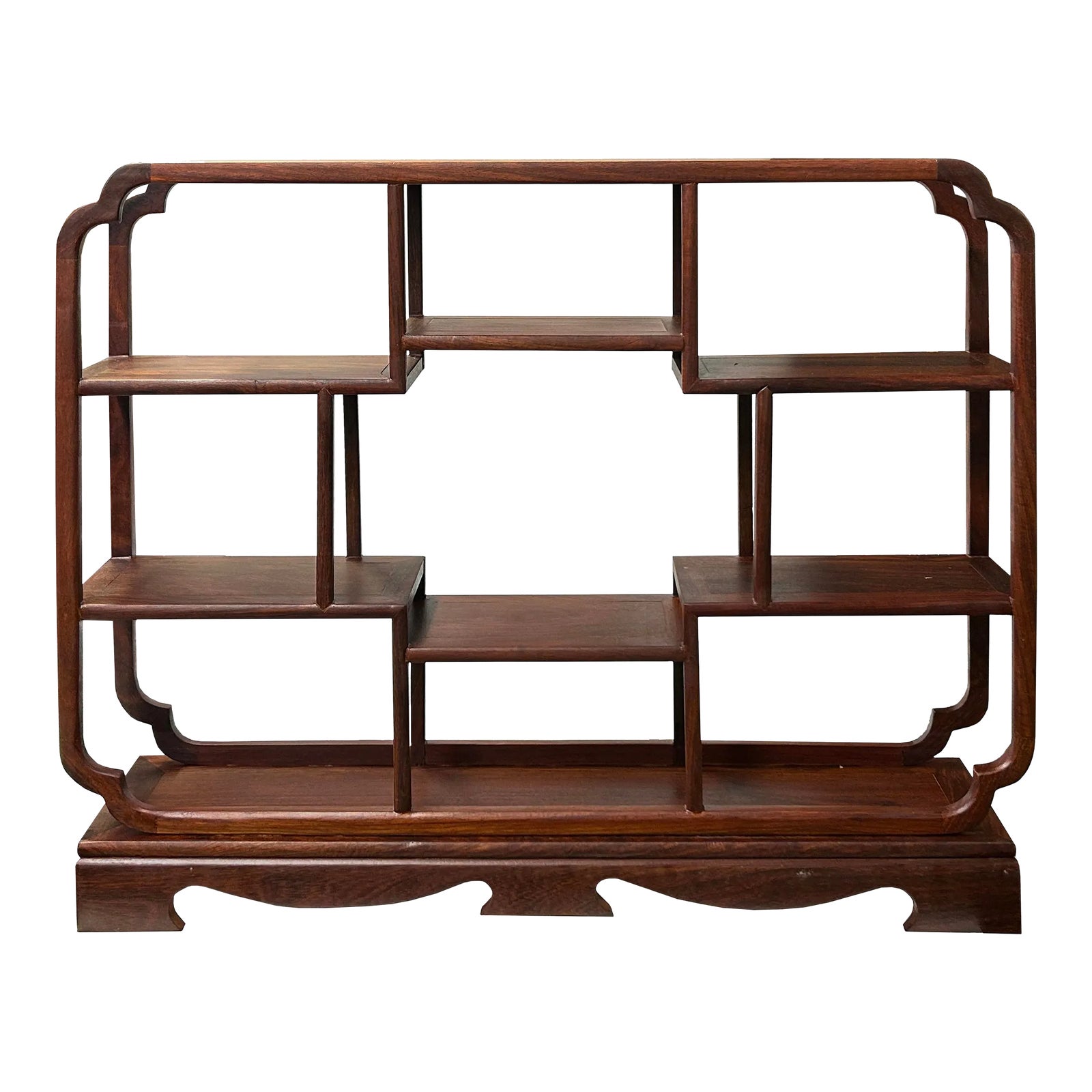 Chinese Light Brown Rectangular Table Top Layers Curio Display Stand ...