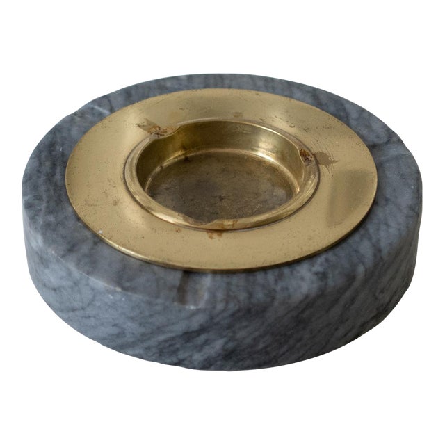 1970s Brass and Marble Ashtray, Catchall For Sale