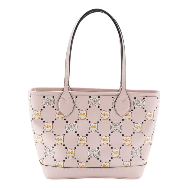 Gucci X Pikarar Kawaii Pink Printed Leather Tote Bag For Sale