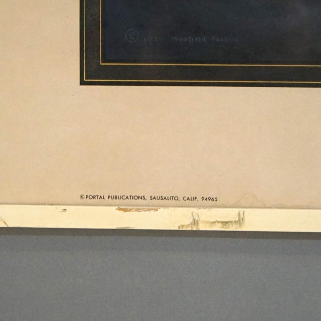 1970s 1970s Art Deco Maxfield Parrish “Waterfall” Edison Mazda Calendar Top Print C1970, Framed For Sale - Image 5 of 5