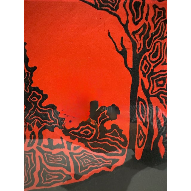 An original signed, titled, and editioned print, "Conflagration," by Barbara Shannon. The composition is executed in a...