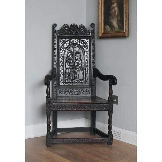 17th Century Black Wainscot Armchair For Sale - Image 13 of 14