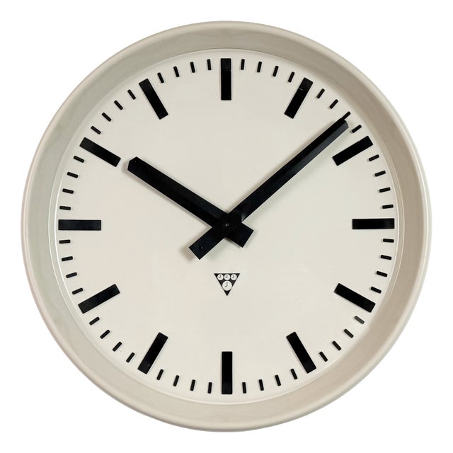 Large Industrial Bakelite Factory Wall Clock from Pragotron, 1960s For Sale
