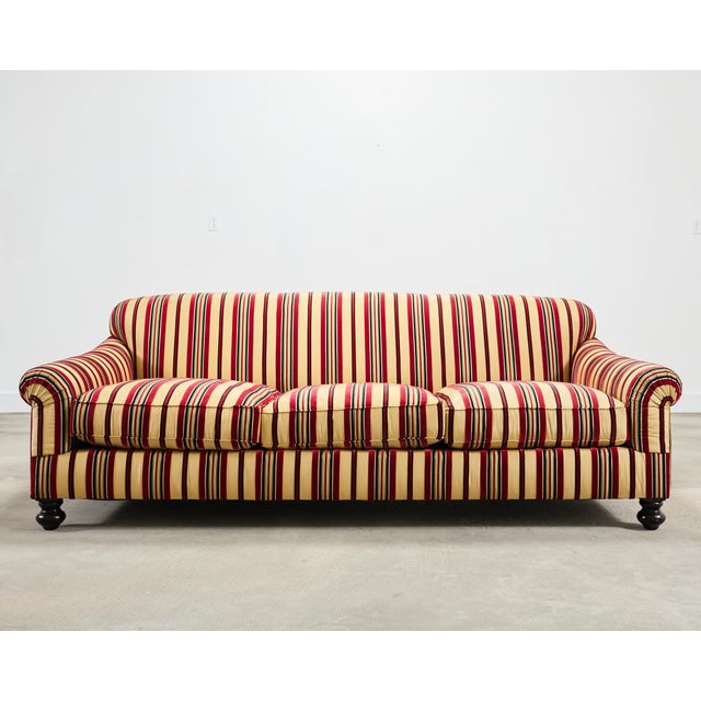 English Ralph Lauren Home "Bel Air" Striped Velvet Sofa 8 Ft Usa 2008 For Sale - Image 3 of 18