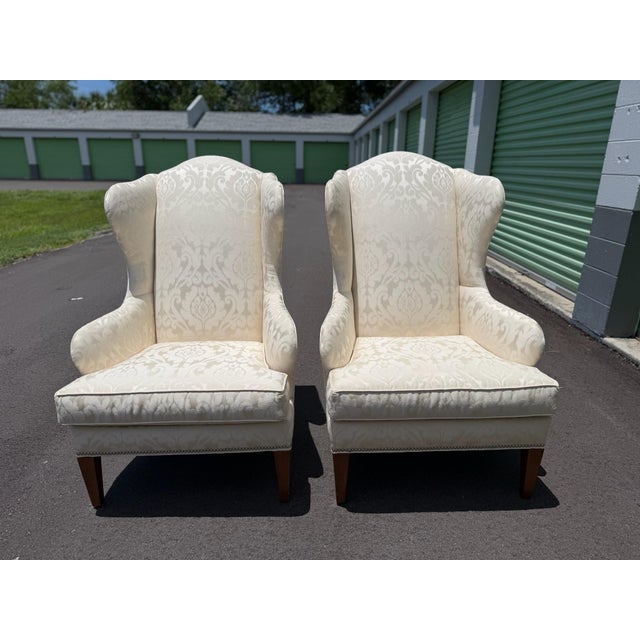 Pair of Ethan Allen Selby Wing Chairs For Sale - Image 10 of 11