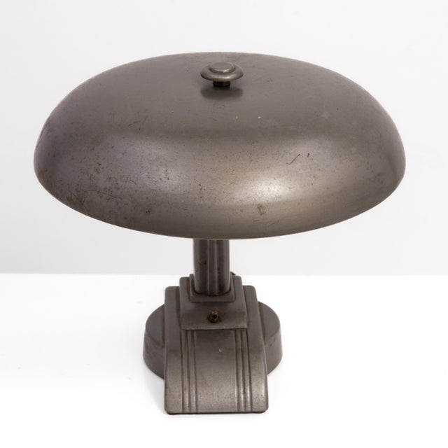 Gray Art Specialty Co Flexo Banker Desk Lamp Flying Saucer Shade Fluorescent Bulb Art Deco Industrial Dazor For Sale - Image 8 of 16
