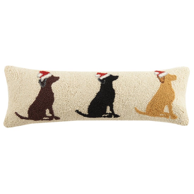 Traditional Santa Labs Hook Pillow 8" x 24" For Sale - Image 3 of 3