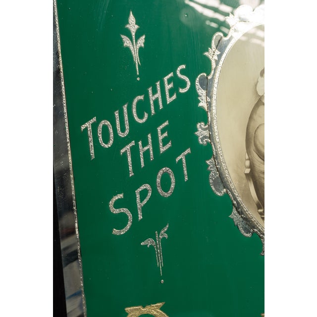 Bottle Green Early 20th Century Pre-Prohibition Old Age Whiskey Rog Advertising Sign For Sale - Image 8 of 9