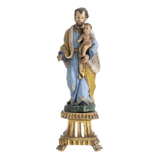 Religious Artist, Saint Joseph with Child Jesus, 19th Century, Wood For Sale