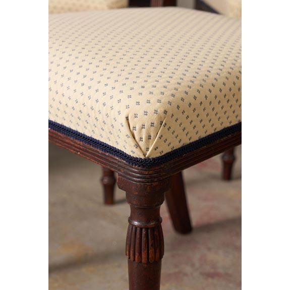 Brown Set of 6 | English Victorian Mahogany Dining Chairs With Newly Upholstered Tiny Blue Dot Fabric For Sale - Image 8 of 8