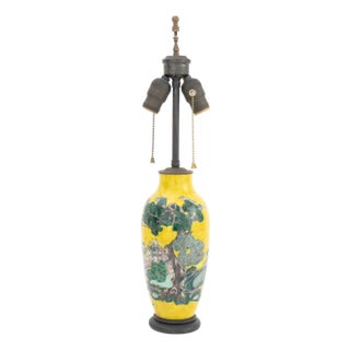 Chinese Famille Jaune Porcelain Vase as Lamp For Sale