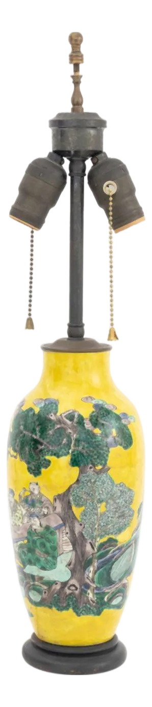 Chinese Famille Jaune Porcelain Vase as Lamp