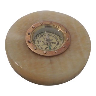 Egyptian Onyx Round Table Compass For Sale