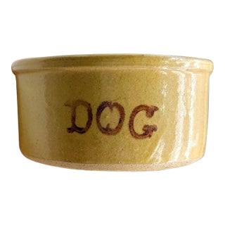 Vintage Mid Century Stoneware Robinson Ransbottom Roseville Dog Bowl For Sale
