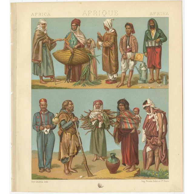 North African Costumes & Figures Set of 4, Racinet Afrique Plates, 1888 A visually rich and culturally layered set of four...