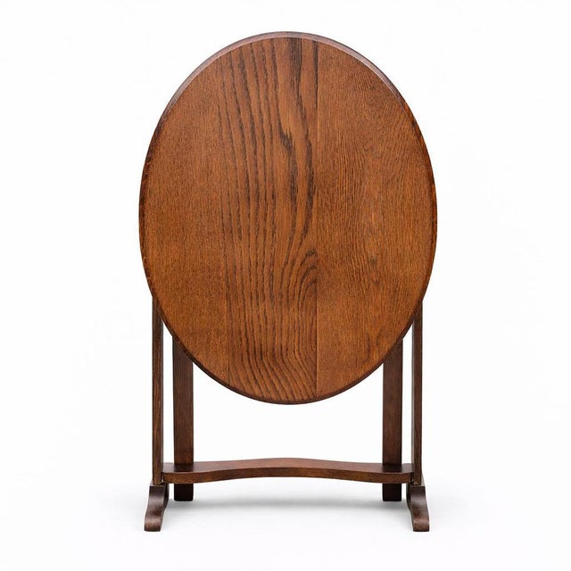 Arts & Crafts Oak Folding Wine Table For Sale - Image 11 of 11