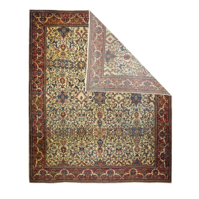 The scatter and room size pieces made in the Arak/Sultanabad area, between 1880 and 1910, with firm and leathery well-...