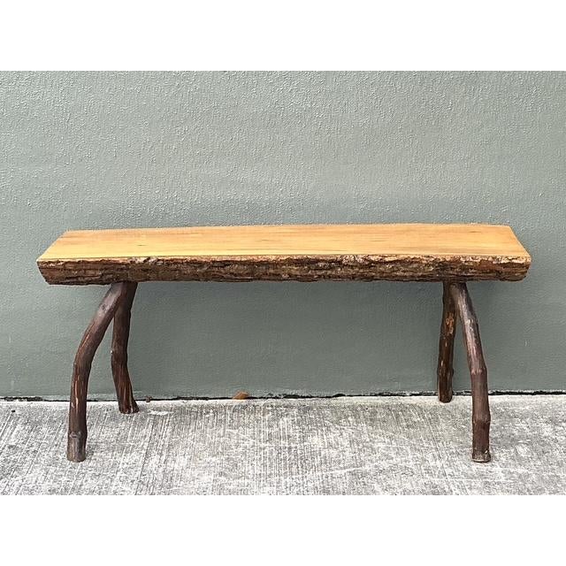 Late 20th Century Vintage Split Log Bench For Sale - Image 5 of 12