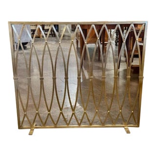 Custom Made Modern Brass Fire Screen For Sale