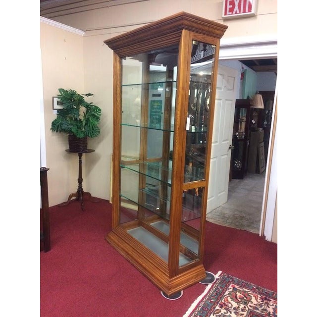 Vintage Curio Cabinet, Lighted Display Case, Oak Wood For Sale - Image 6 of 11