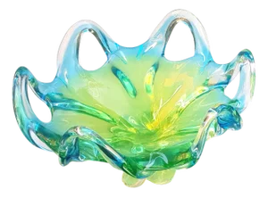 Mid-Century Turquoise Blue & Green Murano Glass Bowl, 1950s
