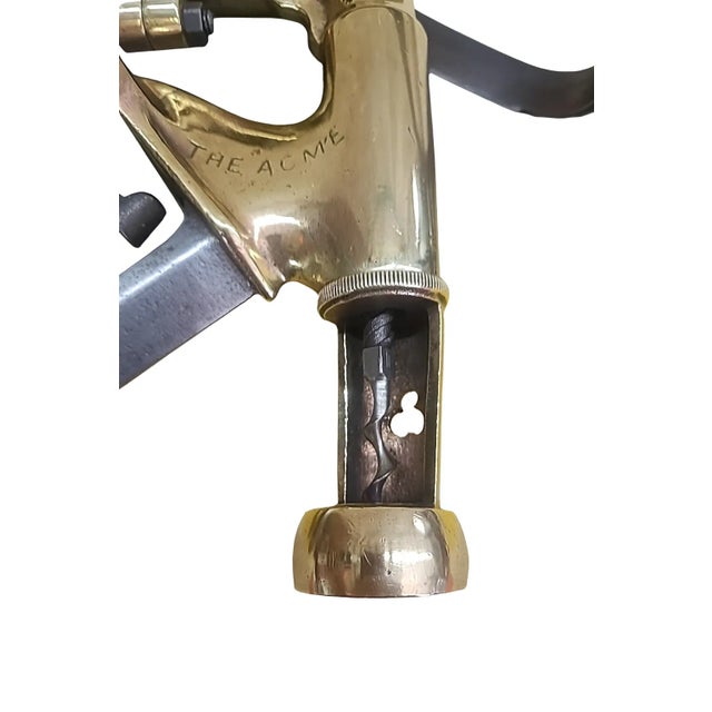 Late 19th Century Antique “The Acme” Brass & Iron Bar-Mount Corkscrew — Industrial Wine Opener For Sale - Image 5 of 11