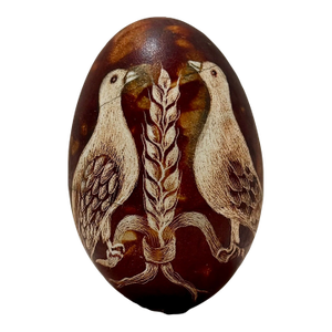 Maria Lancing 2013 Hand-Etched Egg – Two Doves & Wheat – Signed