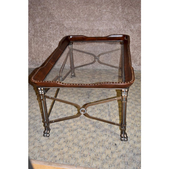 1980s Tuscan Style Glass Top Cocktail Table with Wrought ...
