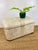 Vintage 1980s Cream Tessellated Stone & Rattan Reed and Brass Lidded Trunk Chest Table by Maitland Smith For Sale In Las Vegas - Image 6 of 12
