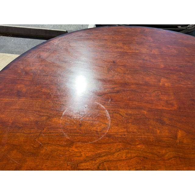 7 Piece 5ft Round Dining Set With Coral Upholstery For Sale - Image 11 of 18