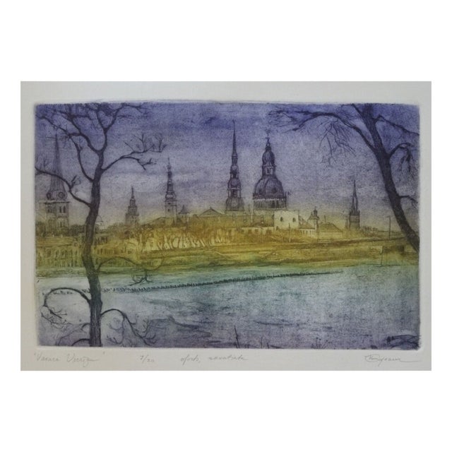 Jekaterina Gryazeva, Evening Riga, 2011, Etching For Sale