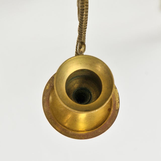 Metal Vintage Solid Brass Ornate 5-Arm Wall Sconce Pair With Ribbon and Love Bird Motif For Sale - Image 7 of 15