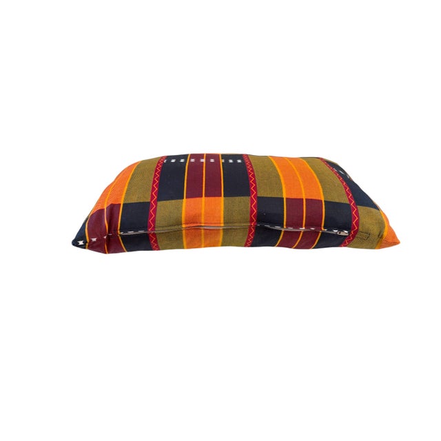 African Kente Cloth Throw Lumbar Pillow 18" W For Sale In New York - Image 6 of 6