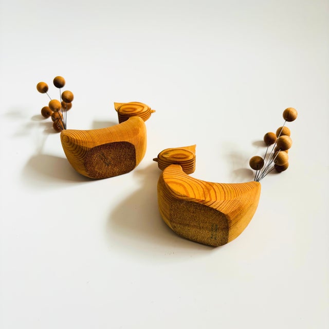 Mid Century Scandinavian Wood Bird Candle Holders - Set of 2 For Sale - Image 9 of 9