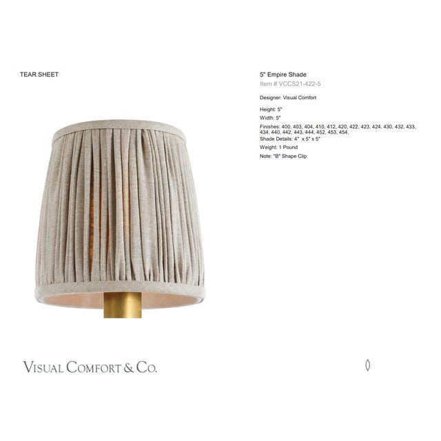 Visual Comfort Signature 5" Pleated Natural Linen Shade Designer: Visual Comfort Signature Height: 5" Base: Shade Details:...