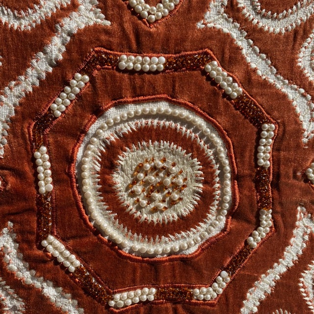 Early 21st Century Beaded Applique Pillows- a Pair For Sale - Image 5 of 11