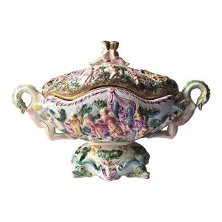 Vintage Palace Size Capodimonte Porcelain Tureen For Sale