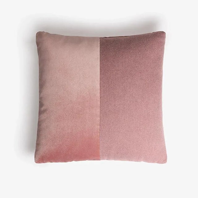 Early 21st Century Happy Double Velvet and Wool Cushion with Pink Solid Velvet Reverse by Lorenza Briola for Lo Decor For Sale - Image 5 of 5