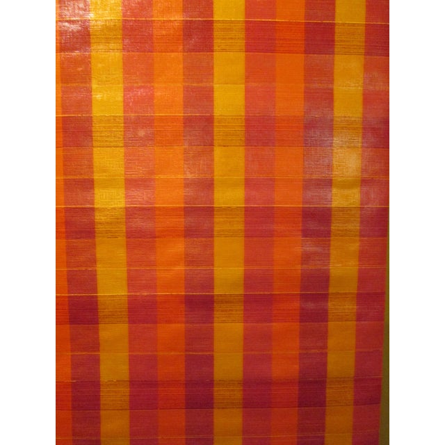 United DeSoto Vintage 1970s Red & Orange Plaid Motif Wallcovering For Sale - Image 4 of 8