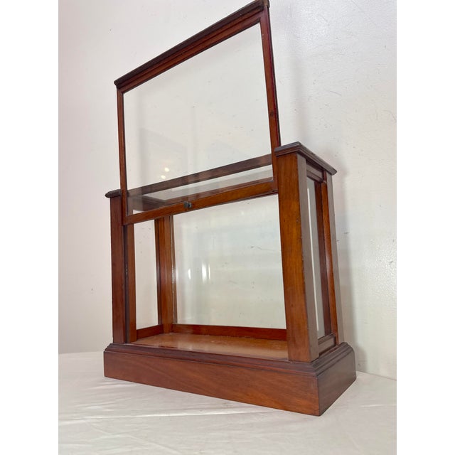 Brown Antique 19th Century Handmade Wood Glass Countertop Store Display Show Case Box For Sale - Image 8 of 12