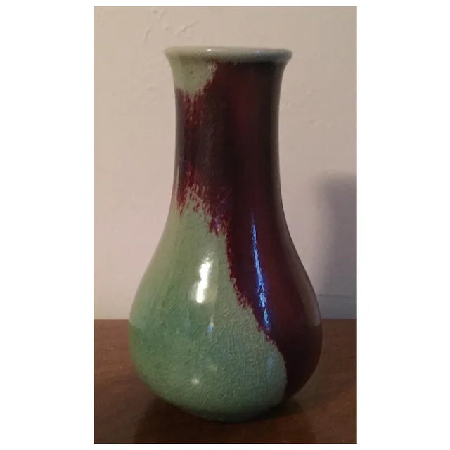 Chinese Porcelain Sang De Boeuf Oxblood & Celadon Flambe Glaze Bottle Shape Vase - Late Qing For Sale - Image 10 of 11